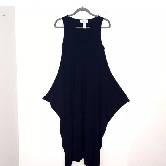 Joseph Ribkoff Black Sleeveless Jersey Midi Dress Draped Sides - Picture 7 of 7